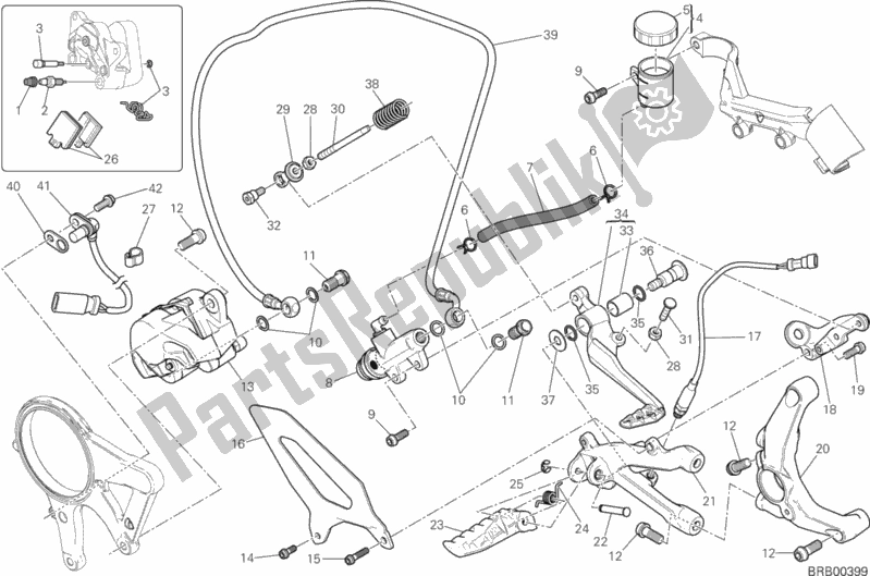 All parts for the Rear Brake System of the Ducati Superbike 1199 Panigale S USA 2012